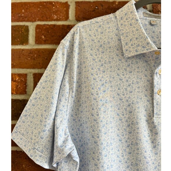 Peter Millar Summer Comfort Ritz-Carlton Golf Club Polo (L) Light Blue Print - Picture 9 of 10